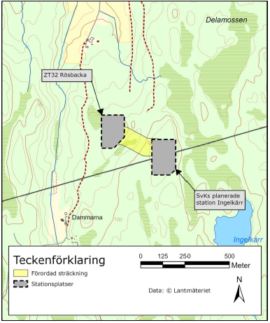 Sträckning karta Rösbacka - Ingelkärr