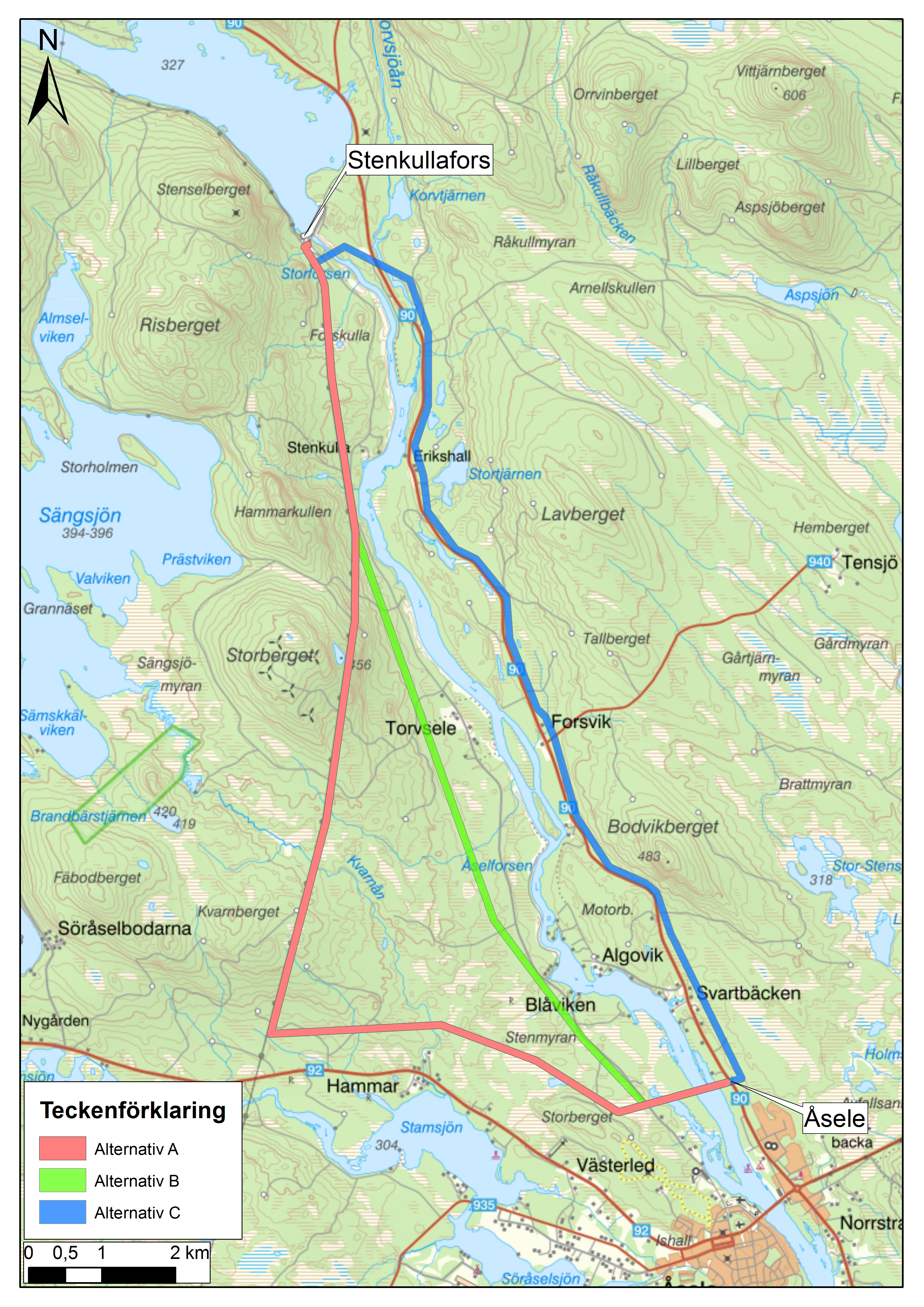 Karta Stenkullafors och Åsele